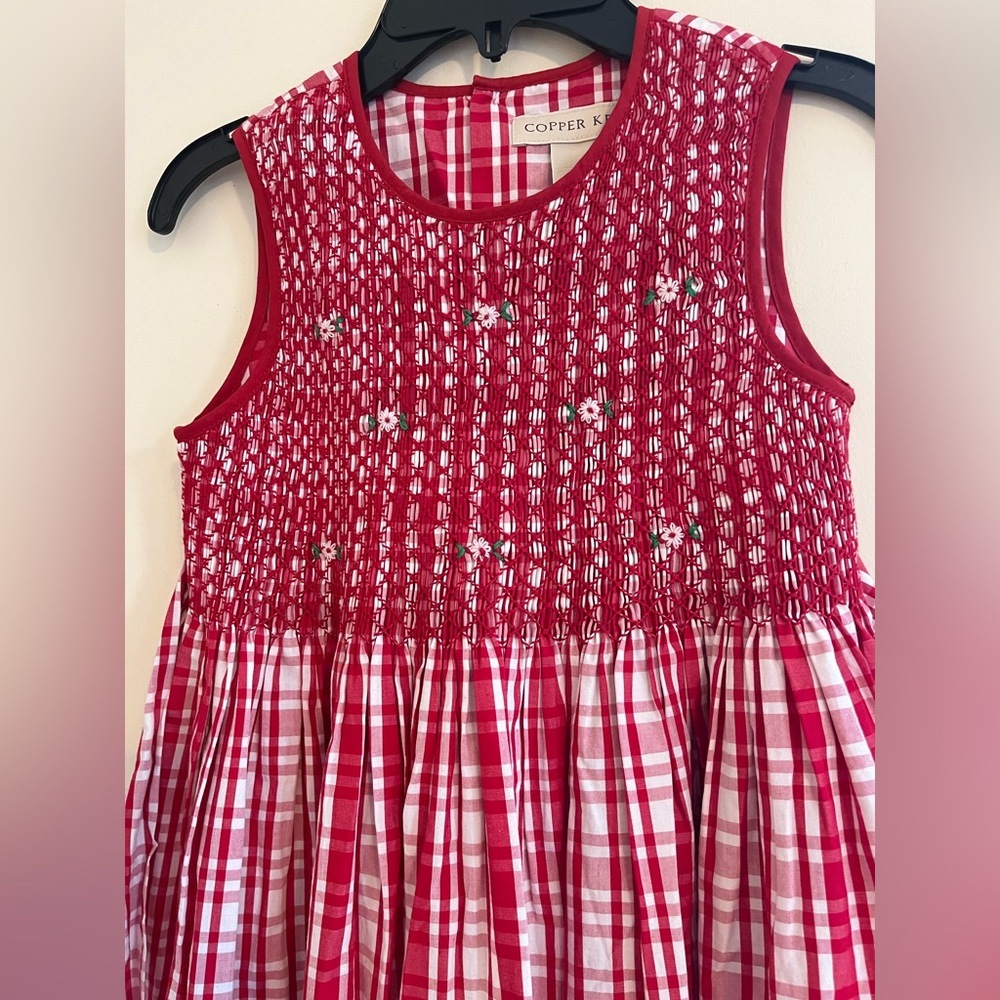 Copper Key Red Smocked Gingham Dress | Girls 8